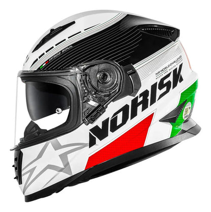 Capacete Norisk FF302 Soul II Grand Prix Itália com Óculos Solar Interno Branco Tamanho 60/L