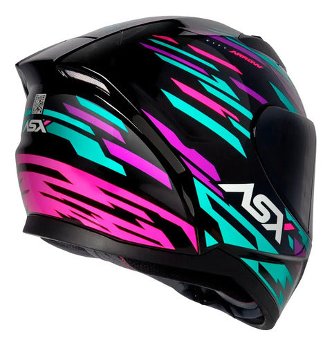Capacete ASX City Arrow Preto Azul Roxo Brilhante