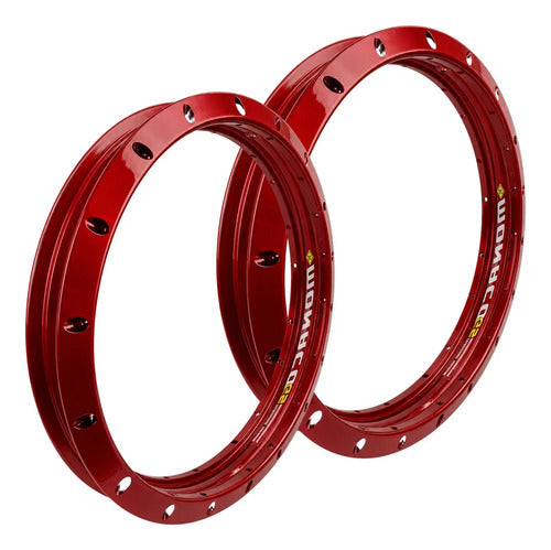 Par de Aros de Roda GS Monaco Honda Pop 100 Pop 110i Biz 110i 1.85x17 e 1.85x14 Vermelho