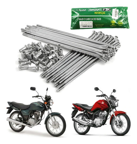 Jogo de Raios Smartfox Honda Cg 125 150 Titan Fan 4 mm Zincado