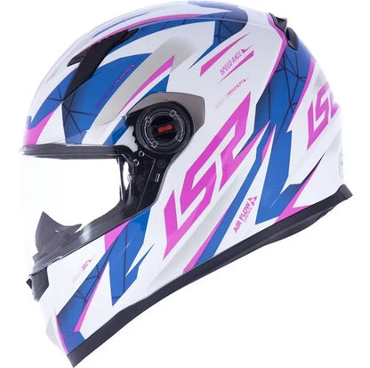 Capacete LS2 FF358 Draze Branco Azul Rosa Brilhante Tamanho 58/M