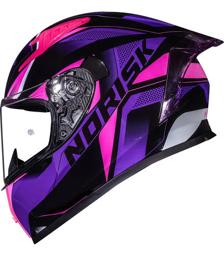 Capacete Norisk Flow Pulse com 2 Viseiras e Spoiler Roxo Rosa