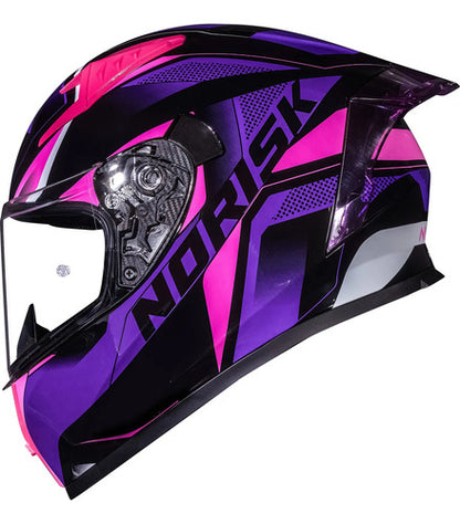 Capacete Norisk Flow Pulse com 2 Viseiras e Spoiler Roxo Rosa