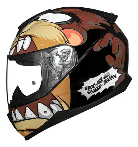 Capacete Norisk Razor Looney Tunes Taz Preto Brilhante