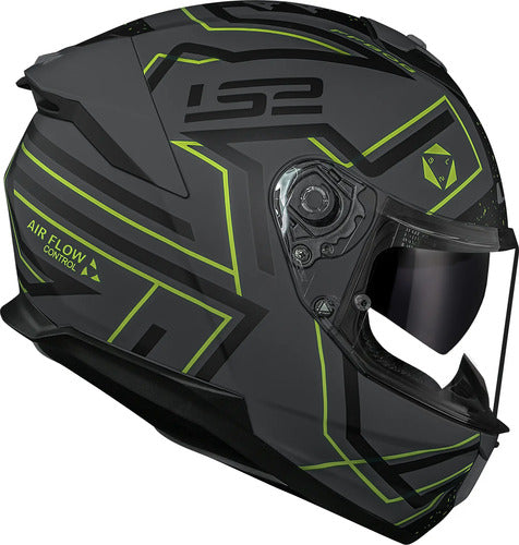 Capacete LS2 FF808 Stream II Maze com Óculos Solar Interno Cinza Preto