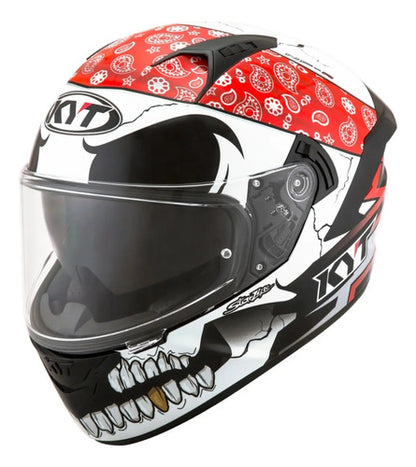 Capacete KYT TT-Course Pirate Preto Branco Vermelho