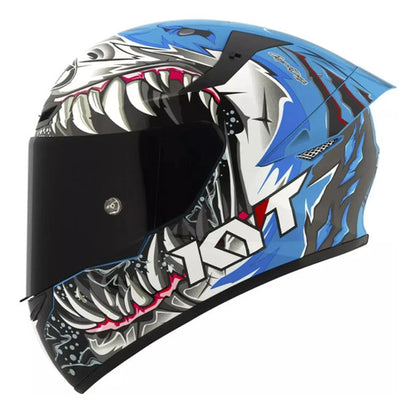 Capacete KYT TT-Course Megalodon Azul Brilhante Tamanho 60/L