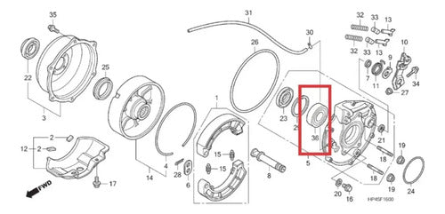 Rolamento do Espelho de Freio Traseiro Iron Honda Trx 420 Fourtrax 2008 a 2013