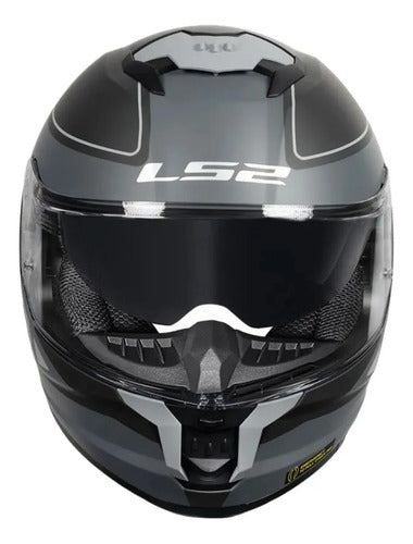 Capacete LS2 FF808 Stream II Gran com Óculos Solar Interno Preto Cinza Fosco