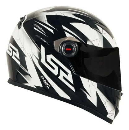 Capacete LS2 FF358 Draze Preto Branco Brilhante Tamanho 56/S