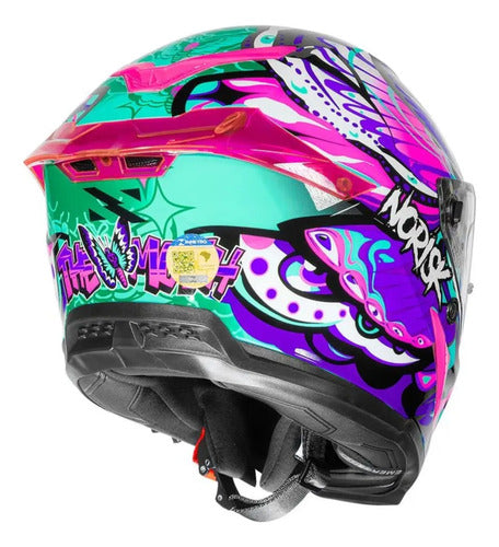 Capacete Norisk Rock Butterfly com Óculos Solar Interno Rosa Brilhante