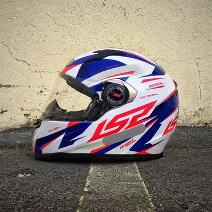 Capacete LS2 FF358 Draze Branco Azul Vermelho Brilhante Tamanho 62/XL