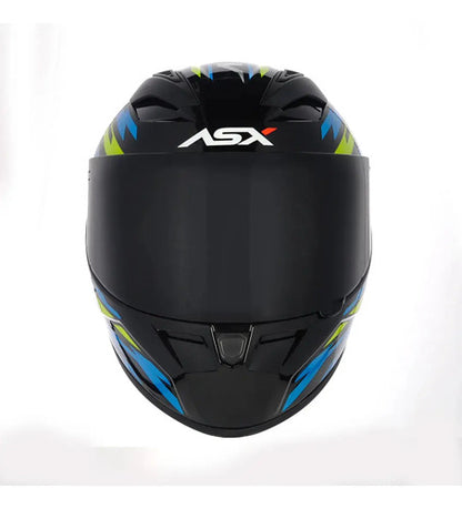 Capacete ASX City Arrow Preto Azul Amarelo Brilhante