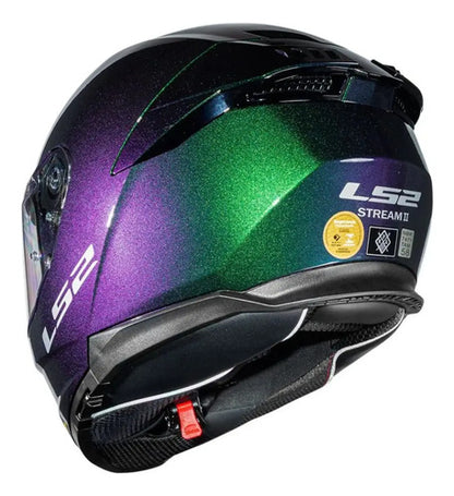 Capacete LS2 FF808 Stream II Solid com Óculos Solar Interno Azul Verde Roxo Brilhante