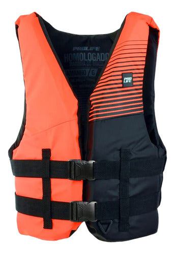 Colete Salva Vidas Homologado Marinha Prolife N1 Nylon Laranja G2