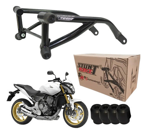 Protetor de Motor Stunt Race Cage Honda Cb 600f Hornet 2008 em diante Preto Brilhante