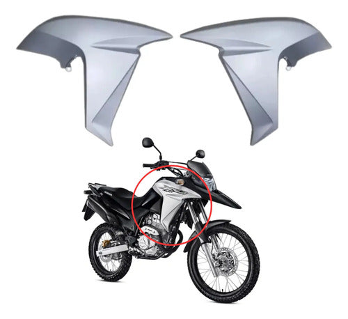 Par de Aletas Abas do Tanque Paramotos Honda Xre 300 2016 a 2018 Prata Fosco para Moto Preta