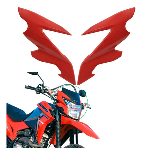 Bananinha Par de Carenagens Laterais do Farol Paramotos Honda Bros 160 2022 a 2024 Vermelho