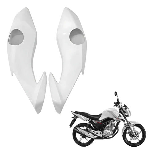 Bananinha Par de Carenagens Laterais do Farol Paramotos Honda Cg 160 Fan Start 2022 a 2024 Branco