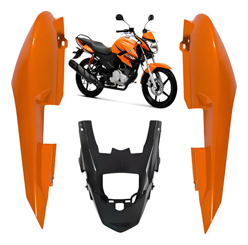Rabeta Lateral Completa Paramotos Yamaha Fazer 150 2014 a 2015 Laranja Metálico