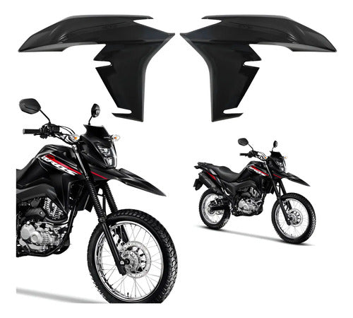 Par de Guias de Ar Abas do Tanque Paramotos Honda Bros 160 2022 a 2024 Preto Brilhante