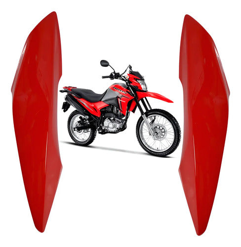 Par de Aletas Abas do Tanque Paramotos Honda Bros 160 2015 a 2021 Vermelho
