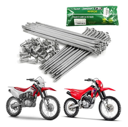 Jogo de Raios Dianteiro Smartfox Honda Crf 230f 2007 em diante Crf 250f 2019 em diante 4 mm Cromado