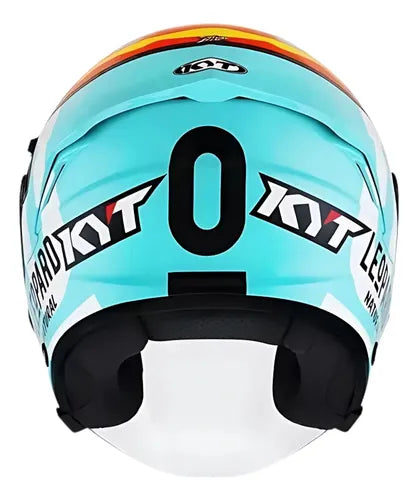 Capacete Aberto KYT NF-J Jaume Masia Leopard com Óculos Solar Interno Azul Vermelho