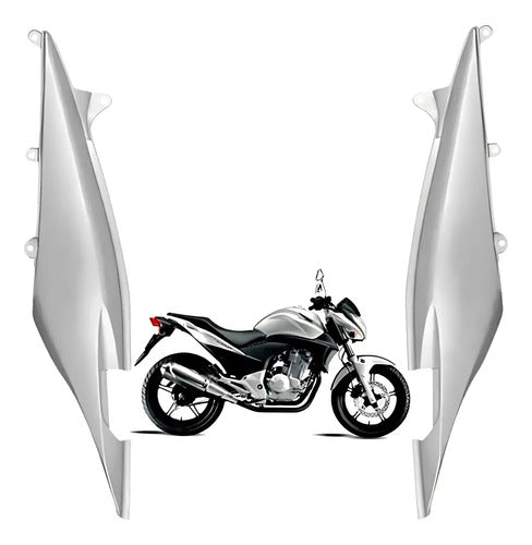 Par de Rabetas Laterais Paramotos Honda Cb 300r 2009 em diante Prata