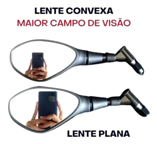 Par de Retrovisores GVS RVG Haste Fixa Universal Rosca Honda Lente Convexa