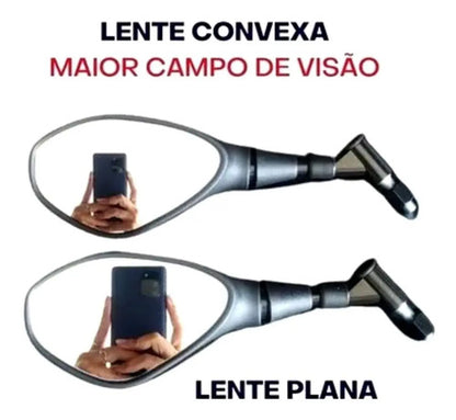 Par de Retrovisores GVS RVG Haste Fixa Universal Rosca Honda Lente Convexa