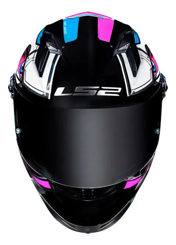 Capacete LS2 FF358 Xdron Ciano Rosa Brilhante