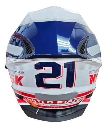 Capacete Norisk FF302 Soul II Grand Prix USA com Óculos Solar Interno Branco Brilhante