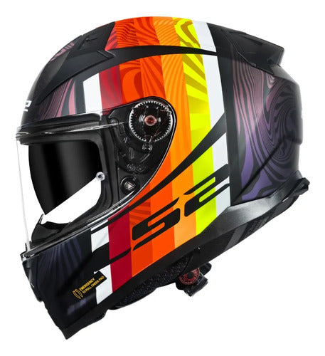 Capacete LS2 FF811 Vector II Freedom com Óculos Solar Interno Preto Laranja Fosco