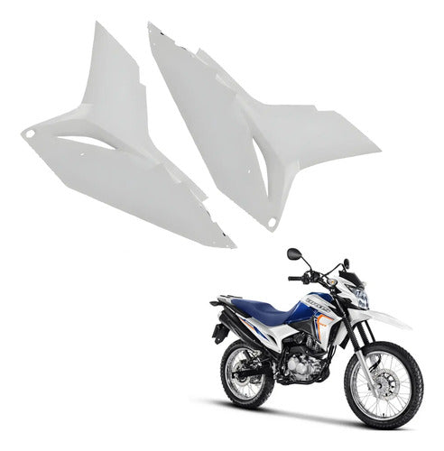 Par de Aletas Abas do Tanque Paramotos Honda Bros 160 2022 a 2024 Branco