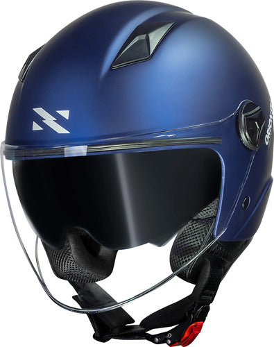 Capacete Aberto Norisk Orion SV Solid com Óculos Solar Interno Azul Fosco
