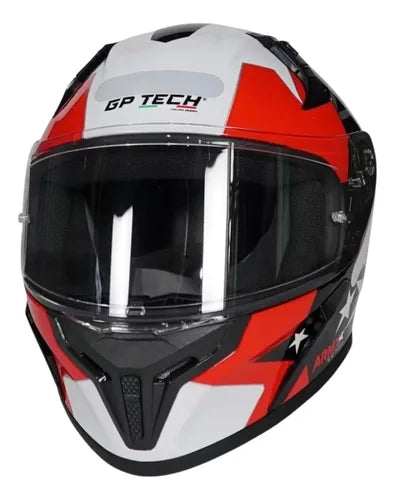 Capacete GP Tech Sense Army Preto Vermelho Branco Brilhante Tamanho 58