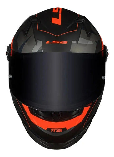 Capacete LS2 FF358 Tank Preto Laranja Fosco Tamanho 62/XL