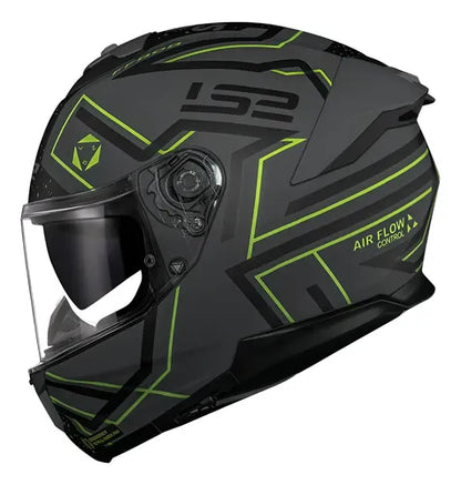 Capacete LS2 FF808 Stream II Maze com Óculos Solar Interno Cinza Preto Fosco