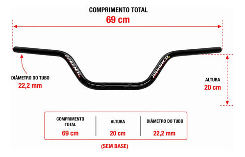 Guidão Monaco Yamaha Factor 125 Fazer 150 2014 a 2016 Factor 150 2016 a 2025 Preto Brilhante