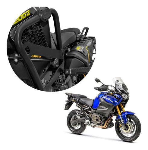 Protetor de Motor com Pedaleira Scam Yamaha Super Ténéré 1200 2011 a 2020 Preto Fosco