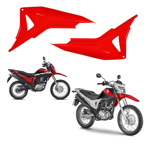 Par de Guias de Ar Abas do Tanque Paramotos Honda Bros 160 2015 a 2021 Vermelho