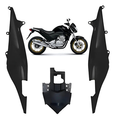 Kit Rabeta Lateral Completa Paramotos Honda Cb 300r 2009 a 2012 Preto Fosco