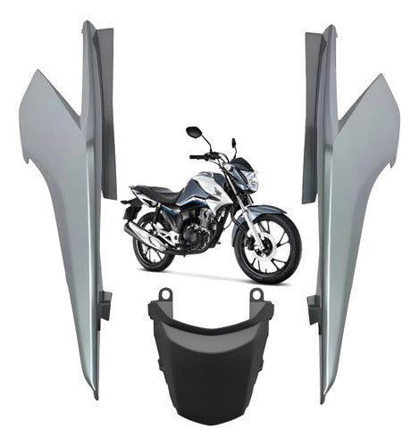 Kit Rabeta Lateral Completa Paramotos Honda Cg 160 Titan 2016 a 2024 Prata Iron Nail