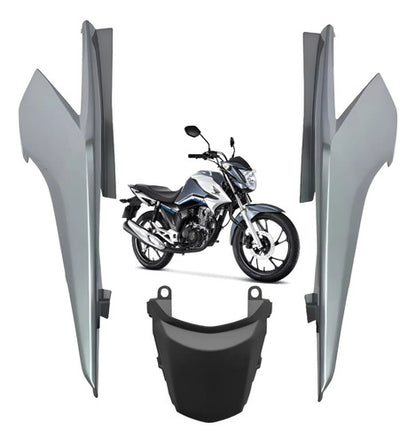 Kit Rabeta Lateral Completa Paramotos Honda Cg 160 Titan 2016 a 2024 Prata Iron Nail