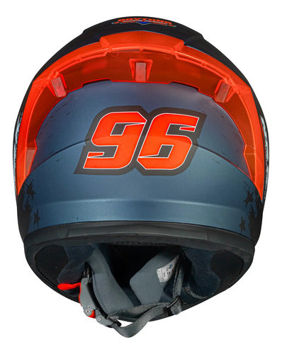 Capacete Norisk Flow Daytona com 2 Viseiras e Spoiler Azul Laranja Fosco