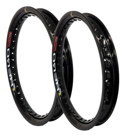 Par de Aros de Roda Aero Slim Monaco Honda Biz 125 Biz 110i Pop 110i 17x55 e 14x60 Preto Brilhante