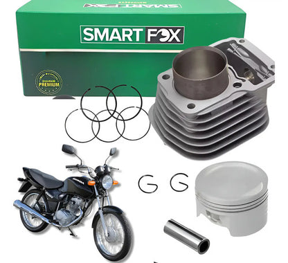 Kit Cilindro Pistão e Anéis Smartfox Honda Cg 125 Titan Fan 2002 a 2008