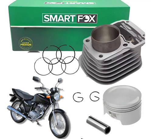Kit Cilindro Pistão e Anéis Smartfox Honda Cg 125 Titan Fan 2002 a 2008