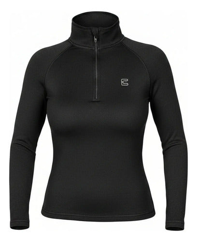 Blusa Térmica Segunda Pele Curtlo Thermoplus com Zíper Feminina Preto